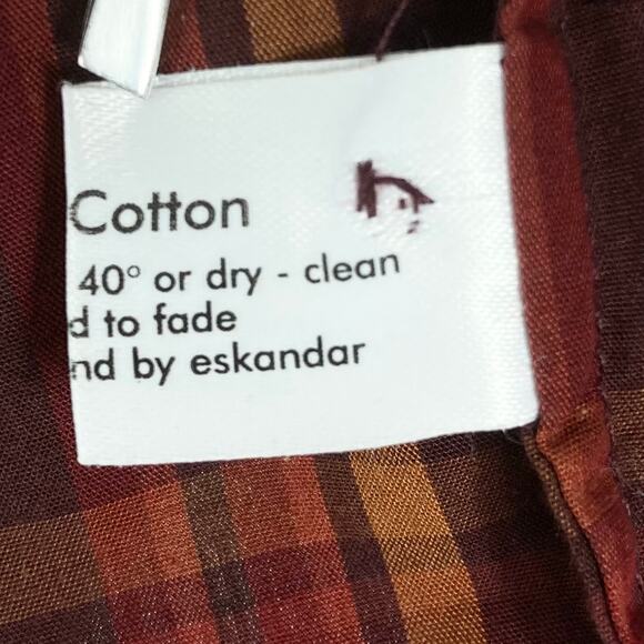 NWOT ESKANDAR Shirt 1~S~M~L~XL Oversized Plaid Brown Red High-Low Btn-Up Long-Sl - Picture 10 of 13